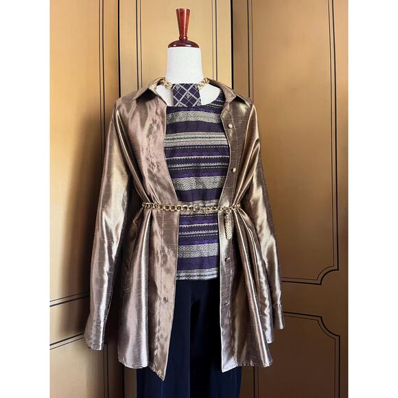 Vintage brocade top in purple and gold, size L - Picture 7 of 7